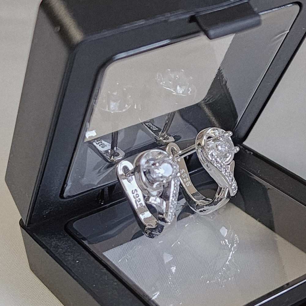 925 Stamped Sterling Silver CZ Earrings